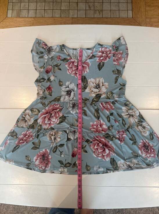 Now N Forever Blue Floral Tiered Babydoll Top - Picture 4 of 4